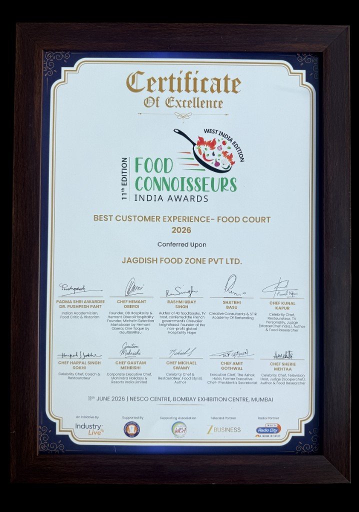 Certificate for Best Customer Experience, Food Court