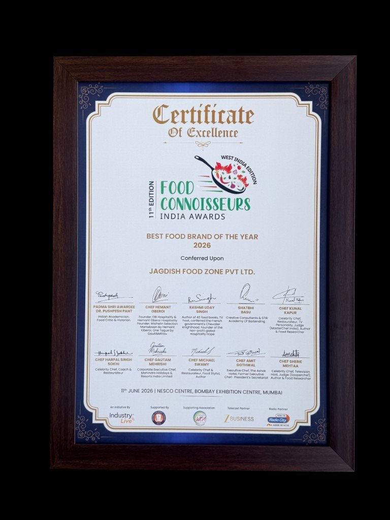 Certificate for Best Food Brand of the Year